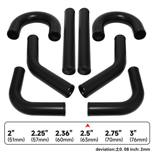 63mm Universal Ladeluftkühler Turbo Boost Rohr 8 Stück Schlauchsatz L= 450mm - Bild 6 von 10