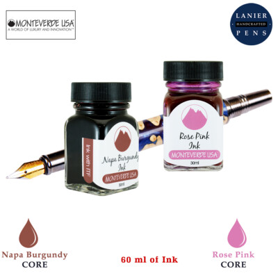 Monteverde 60ml Core Ink Bottle (30ml Napa Burgundy, 30ml Rose Pink)