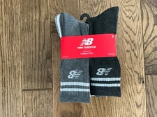 NEW BALANCE 8 PR White/Gray Performance Cushion CREW SOCKS Mens SIZE 6-12.5  NEW