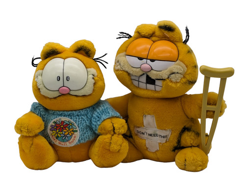 Dakin 9” Garfield I Don't Need This Plush W Crutches-1-Garfield Get Well Soon-8"