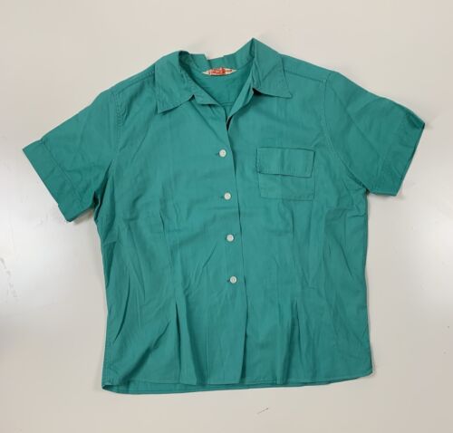 Vintage Laura Mae Shirt Turquoise Short Sleeve (F… - image 1
