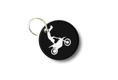 Porte-clés Rond Imprimé Double Face Motif Moto/biker - Fait En France, Unisexe