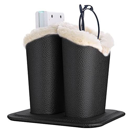 PU Leather Eyeglass Holder Stand with 2 Slots in Black – 1 Pack