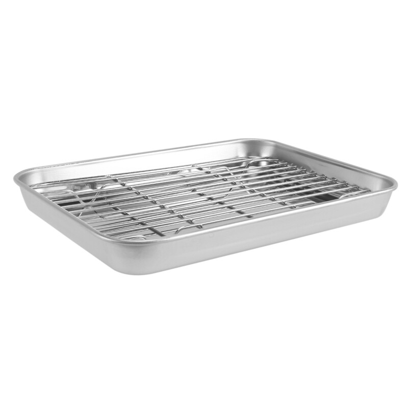 2X 9 Inch Toaster Oven Tray and Rack Set, Small Stainless Steel Baking