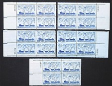 1955 Matching 4 or Single Plate Block 1069 MNH US Stamps Soo Locks Centennial 