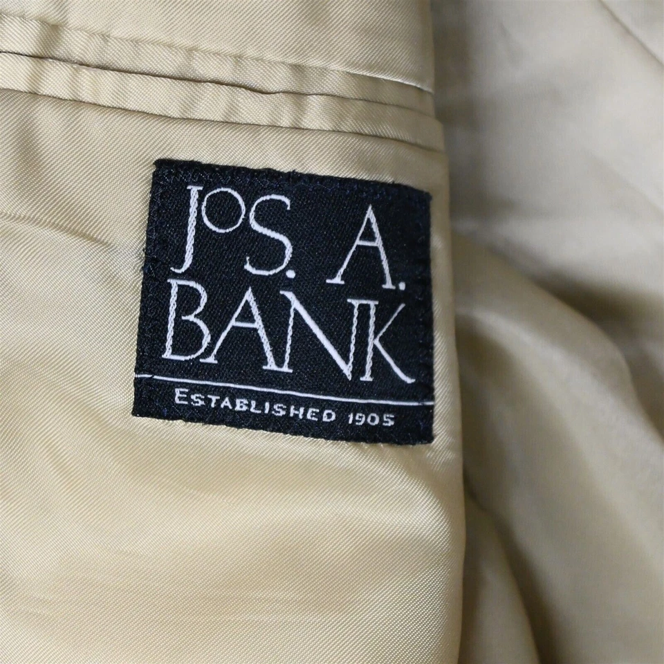 Jos A Bank 43R 44R 33x30 Khaki Cotton Mens Jacket Pants Suit - Image 4 of 4