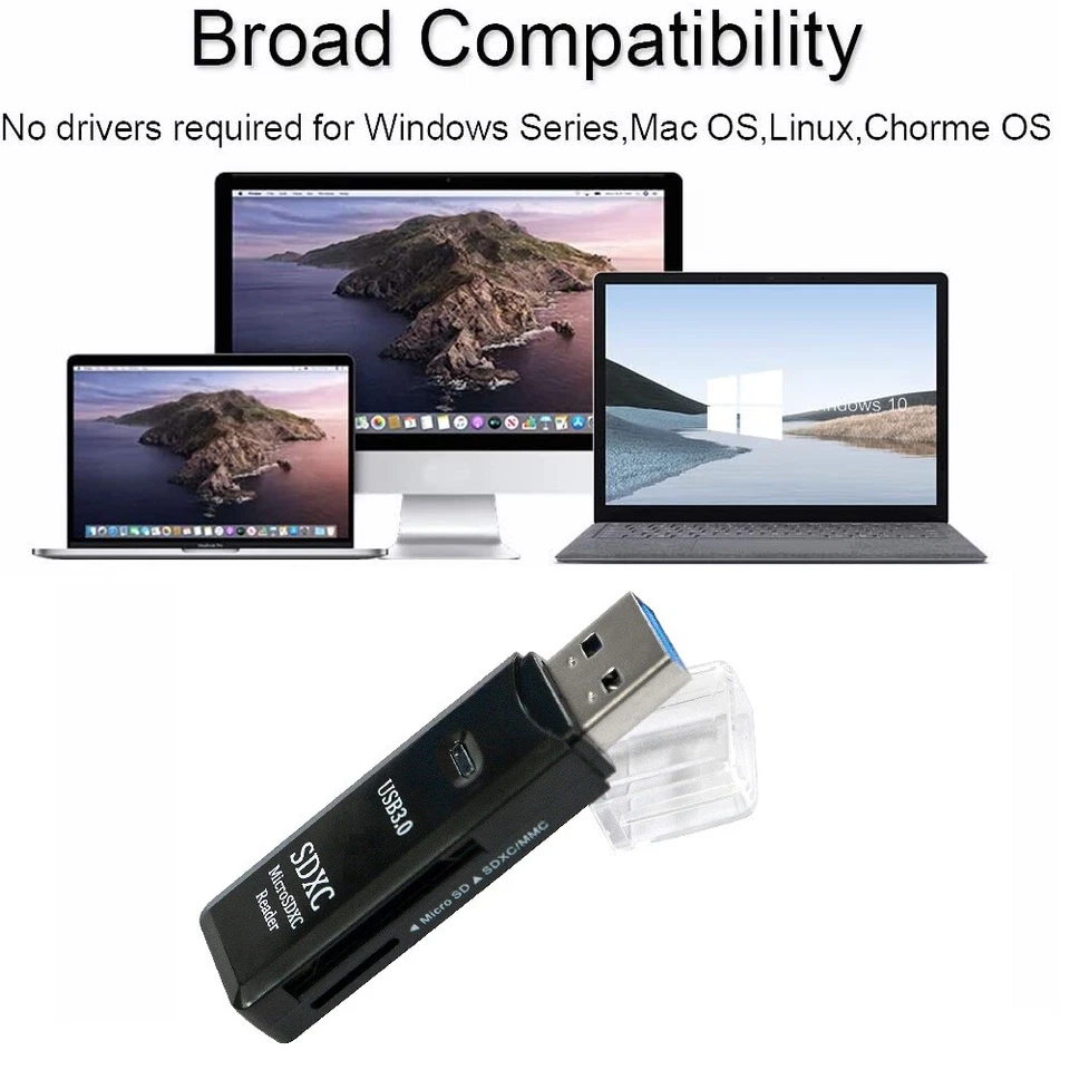 USB SD Card Reader Memory USB 3.0 Adapter For Micro TF SD SDXC SDHC MMC 512GB - Image 4 of 4