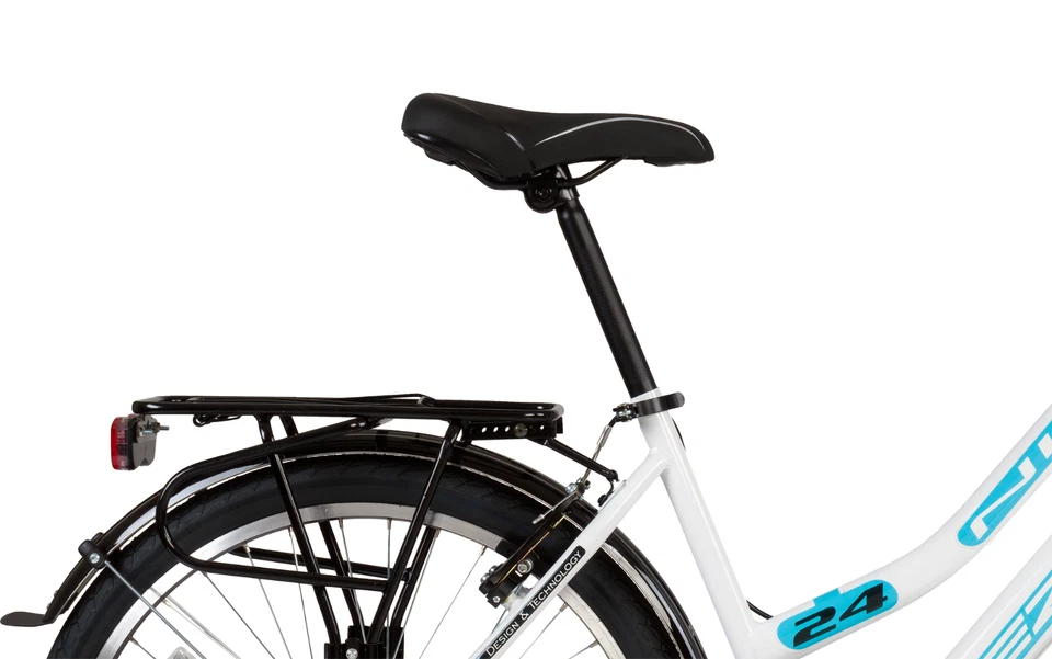 24 Zoll Fahrrad Mädchenfahrrad Kinderfahrrad Damen City Bike Weiss türkis - Bild 2 von 4