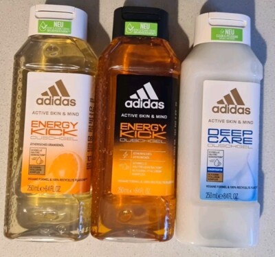 3x Adidas Duschgel Energy Kick Avtive Skin Mind Deep Care Duschgel 3 x 250m