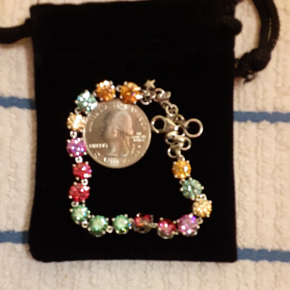 Bracelet 8" Sterling Silver Made With Multi-Color Zirconia From Swarovski (362) - Image 4 of 4