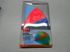 TYR Tie Dye BLUE/ORANGE Junior Swim Cap - 2020 SILICONE Brand New