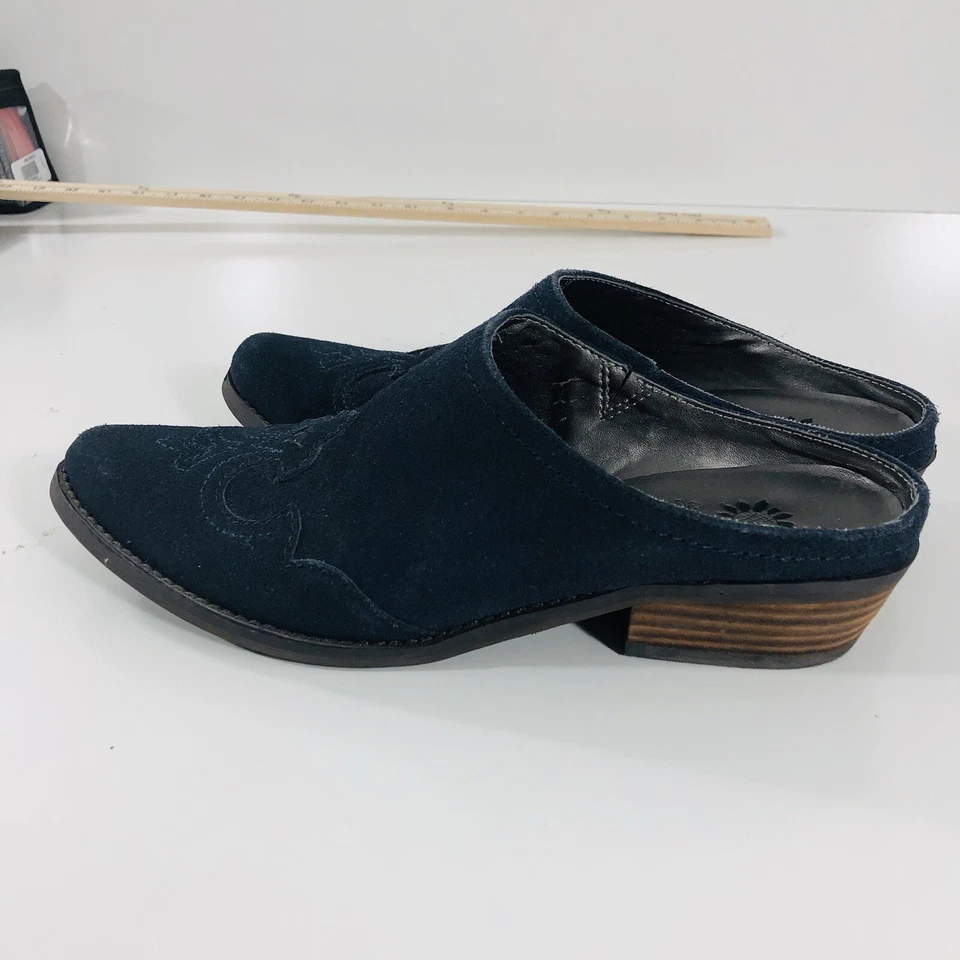 $75 Caixa Amarela Deanna Sapatos Femininos de Camurça Botas Western Tamanho 7 Slip On Azul - Imagem 3 de 4
