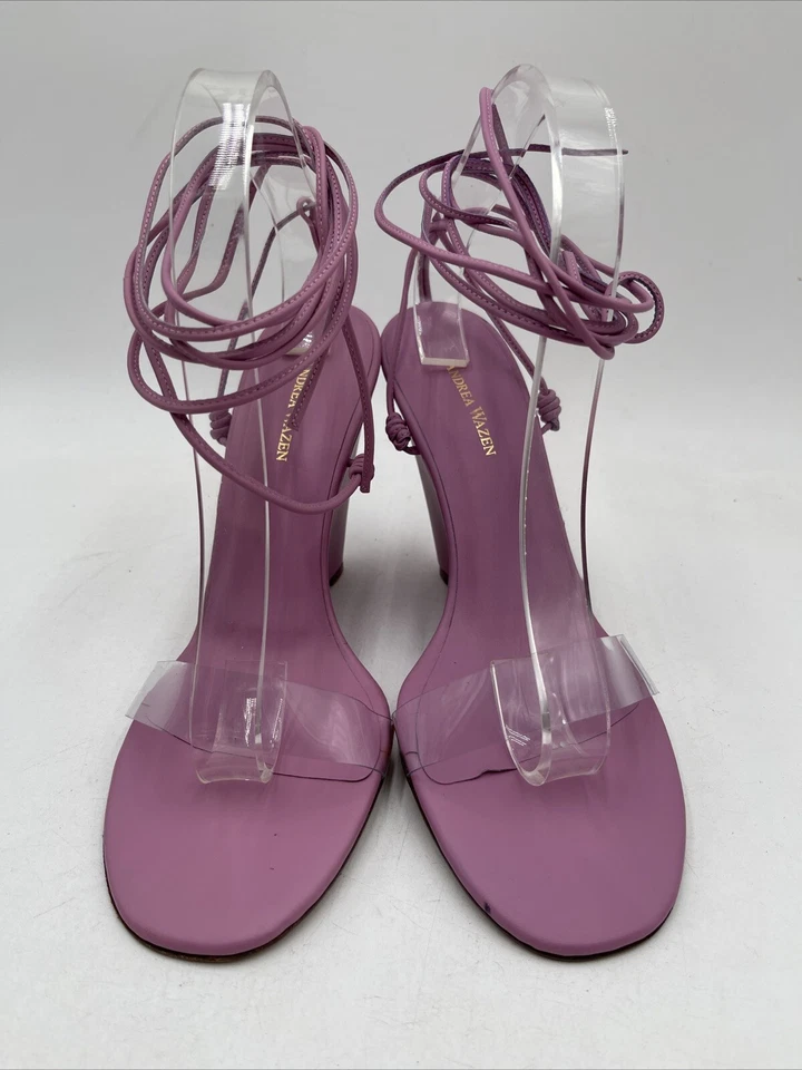 ANDREA WAZEN Clara PVC & Leather Wedge Sandals Pink Size 40 - Image 2 of 4