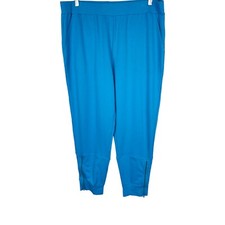 LOGO Lounge by Lori Goldstein Regular Pull-On Pants with Ankle Zip Blue Large Sz