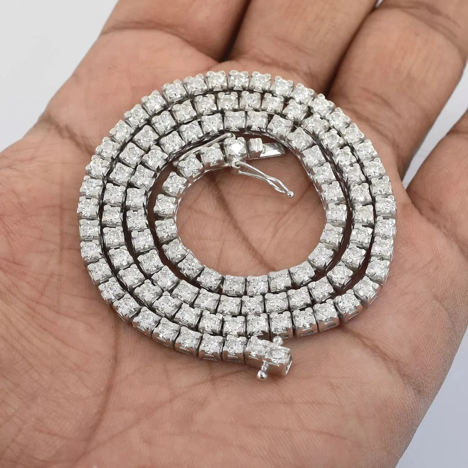 Gorgeous 4 mm White Diamonds Tennis Necklace- Great Sparkle & Luster - Image 2 of 4
