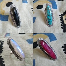 Long Gemstone Ring Sterling Silver Ring Boho Ring Statement Ring Bridesmaid Ring