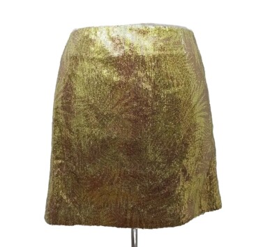H&M Gold Sequin Mini Skirt Lined 32