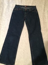 Tommy Hilfiger Womens Flag Logo Dark Straight Stretch Blue Jeans Size 7