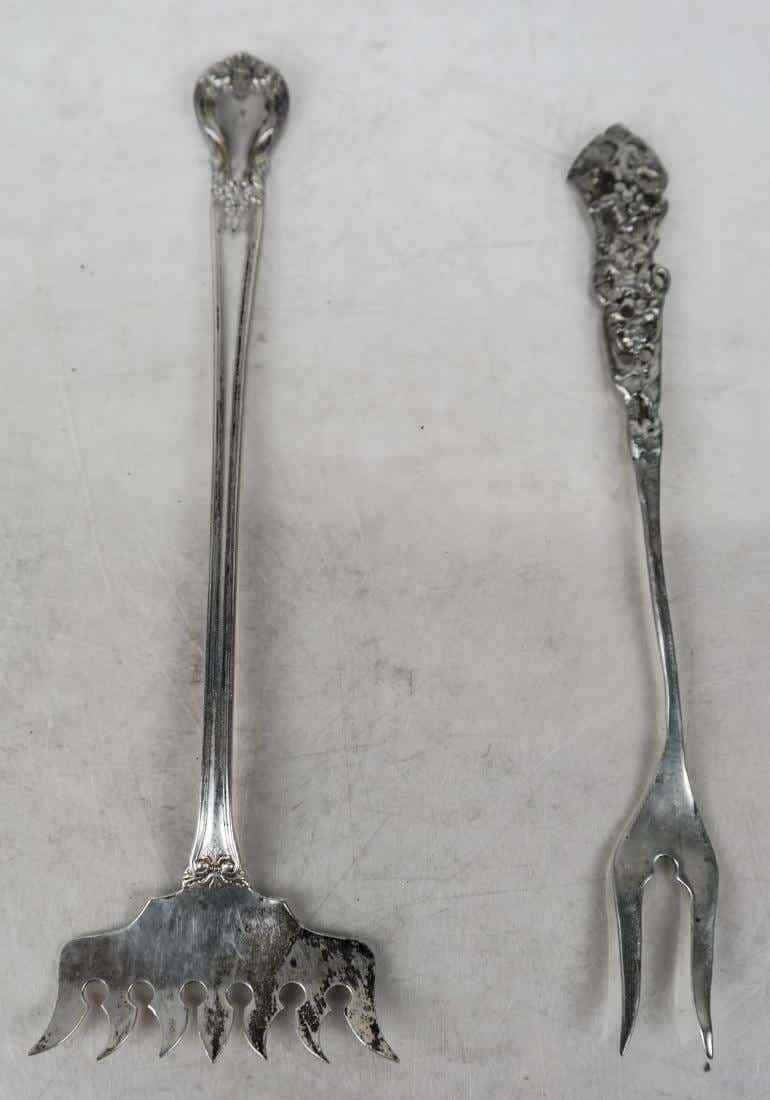 2 Antiques Sterling Silver Forks Sardine Fork and an Olive Fork.Very