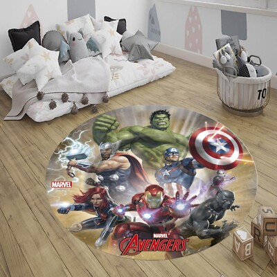 Superhero Team Rug, Avengers Round Carpet, Hero Room Decoration