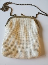 Vintage Ivory/White Beaded Purse Made in Hong Kong. 5.5 wide