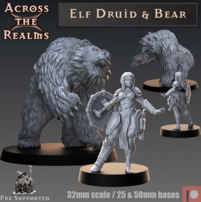 DnD  Elf Druid & Bear Squad of 2
