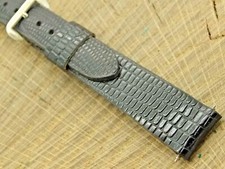 Vintage NOS Unused Black Leather Watch Band w Silver Tone Buckle 17.5mm Belforte