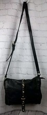Marta Ponti Black Leather Studded Flap Crossbody Purse