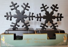 Tinsel  Fir Metal Stocking Holder Black Snowflakes Set of 2 Christmas Holiday