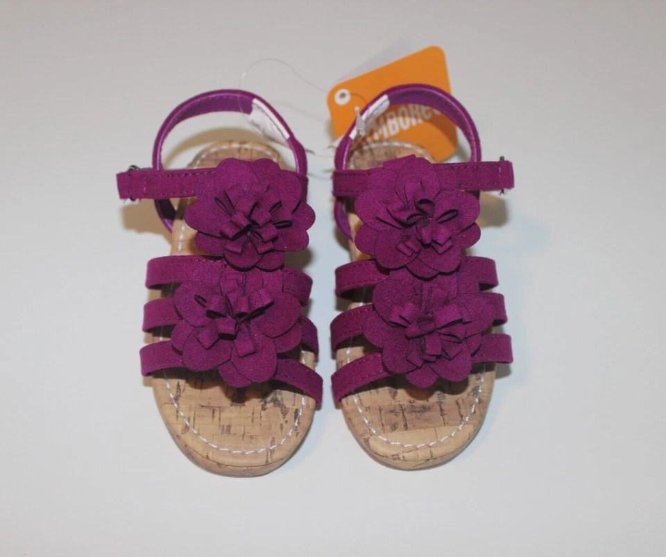 NWT Gymboree Girl’s Size 6 , 7 Jump Into Summer Sandals Purple Flower Wedge Heel - Image 3 of 4