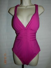 La Blanca Women's magenta pink One Piece strappy cross back Swimsuit Size 12