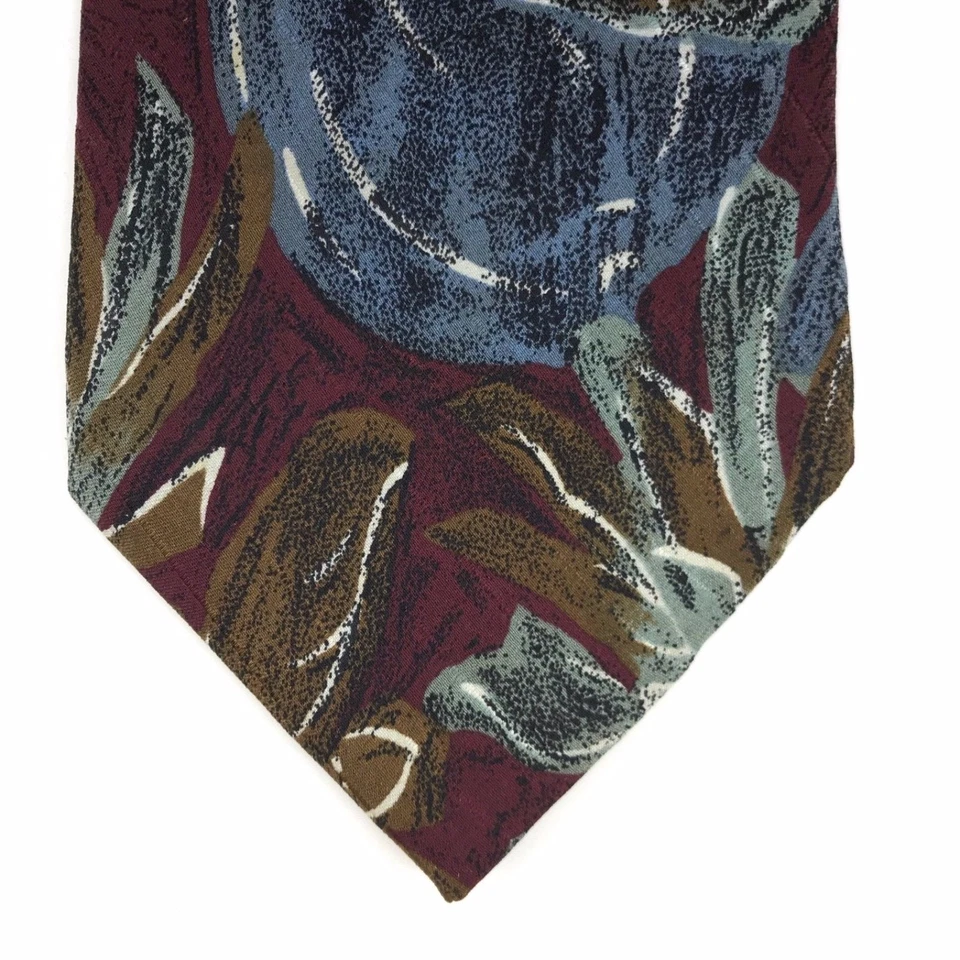 Corbata PAL ZILERI Vintage Multicolor Planta Abstracta 100% Seda Hecha en Italia Foto 3 de 4