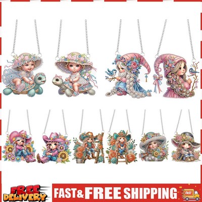 2Pcs Special Shape Sea Turtle Girl DIY Diamond Art Pendant Kit for Wall Window S