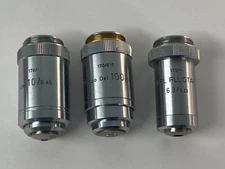 LOT OF 3 LEITZ LENS OBJECTIVE (OEL 10/0.45 170/-) (PL APO OEL 100/1.32 170/0.17)