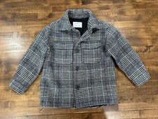 Zara Boys Sz 6-7 Button Up Shacket Warm Wool Blend Jacket Plaid 120cm Pockets