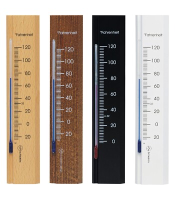 Hokco Analog Wall Thermometer - 6 Inch Tall Beech Wood In Black, White, Or Natural Finish