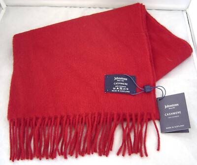 Johnstons of Elgin Cashmere Scarf Red New with Tags | eBay