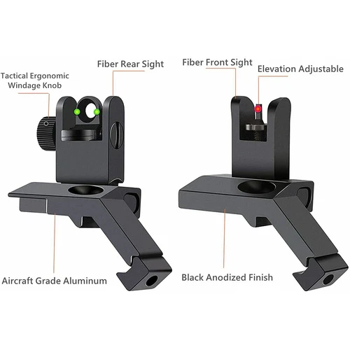 21mm Iron Sights 45 Grad Fiber Optics Offset Flip-Up Front and Rear Sights - Bild 8 von 15