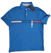 Tommy Hilfiger Polo Shirt Men  s Medium Blue Colorblock Logo Pique New With Tag's