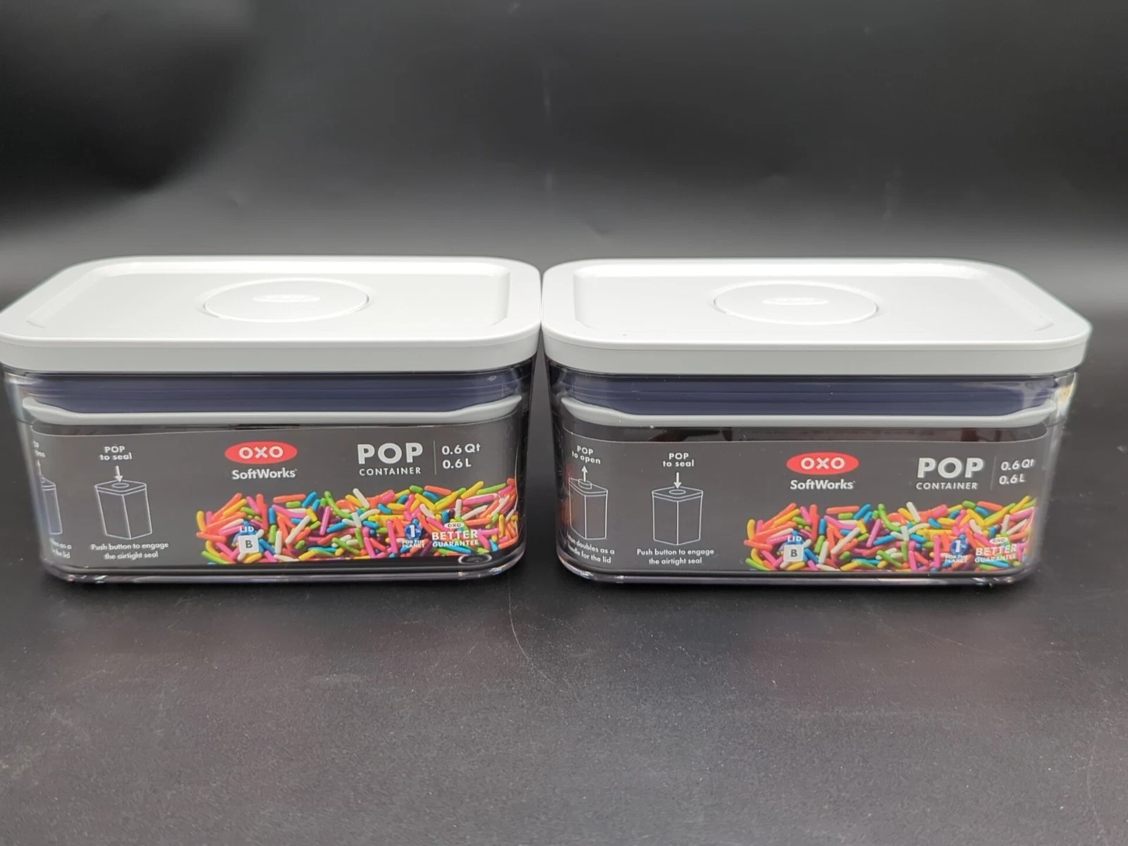 OXO Softworks POP Food Storage Plastic Container 0.6 Qt Pack of 2