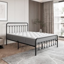 Full Size Bed Frame Metal Platform Bed with Headboard  Footboard
