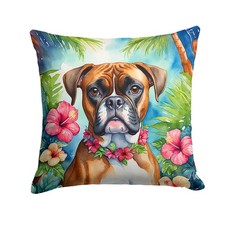 Caroline's Treasures Boxer Luau Throw Pillow DAC6388PW1414