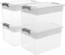 32QT 4Packs Clear Craft Organizers  Storage Box W/ Tray Stackable Art Supply