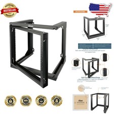 Heavy Duty 9U Network Rack - Open Frame, 18" Deep, 16" Holes, Black Steel
