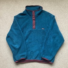 Woolrich Womens Vintage Fleece Polartec Pullover Snap Buttons Teal/Blue Size M