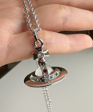 Vivienne Westwood 3D Tiny Orb Glass Silver Necklace Chain XX16V