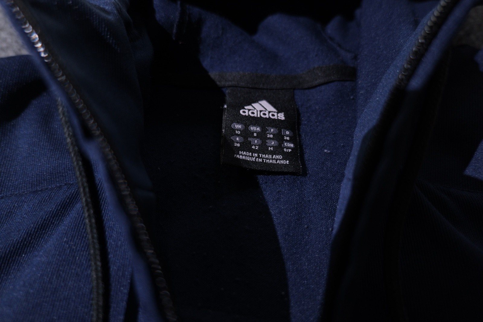 Adidas Jacket Mens Small 3 Stripe hooded Track Full Zip Jersey Blue Breathable thumbnail 4