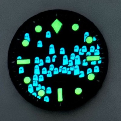 New 29mm Green lumen 50-Fathoms Ghost pattern Watch Dial For NH35 Watch Part