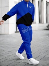3D Print Men's Zip-Up Sweatshirt Long Sleeve Top and Pants Two-Piece Set, Letter