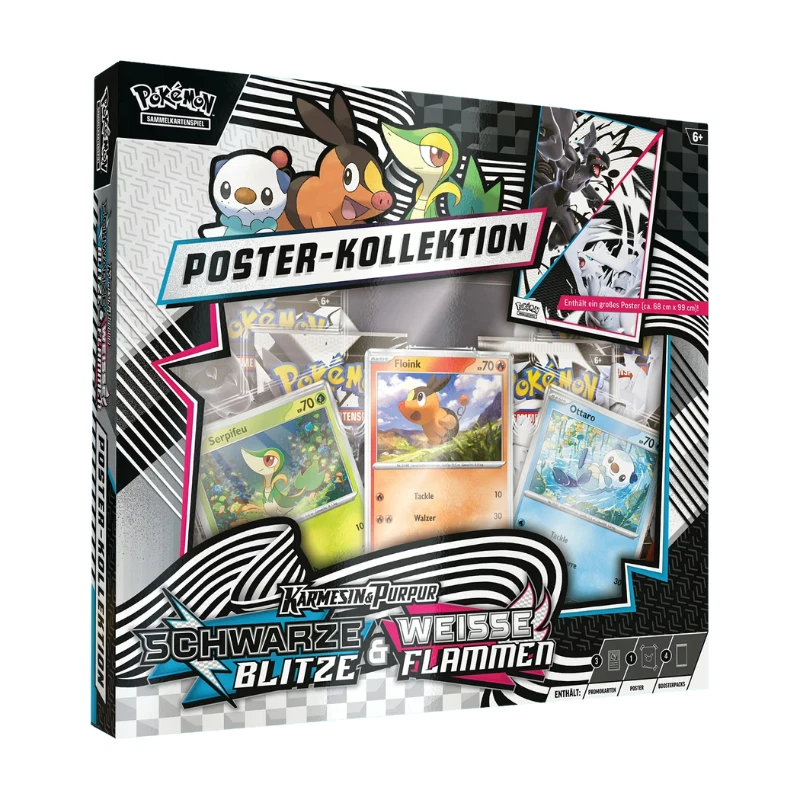 Pokemon Karmesin & Purpur Schwarze Blitze & Weiße Flammen Poster Kollektion NEU